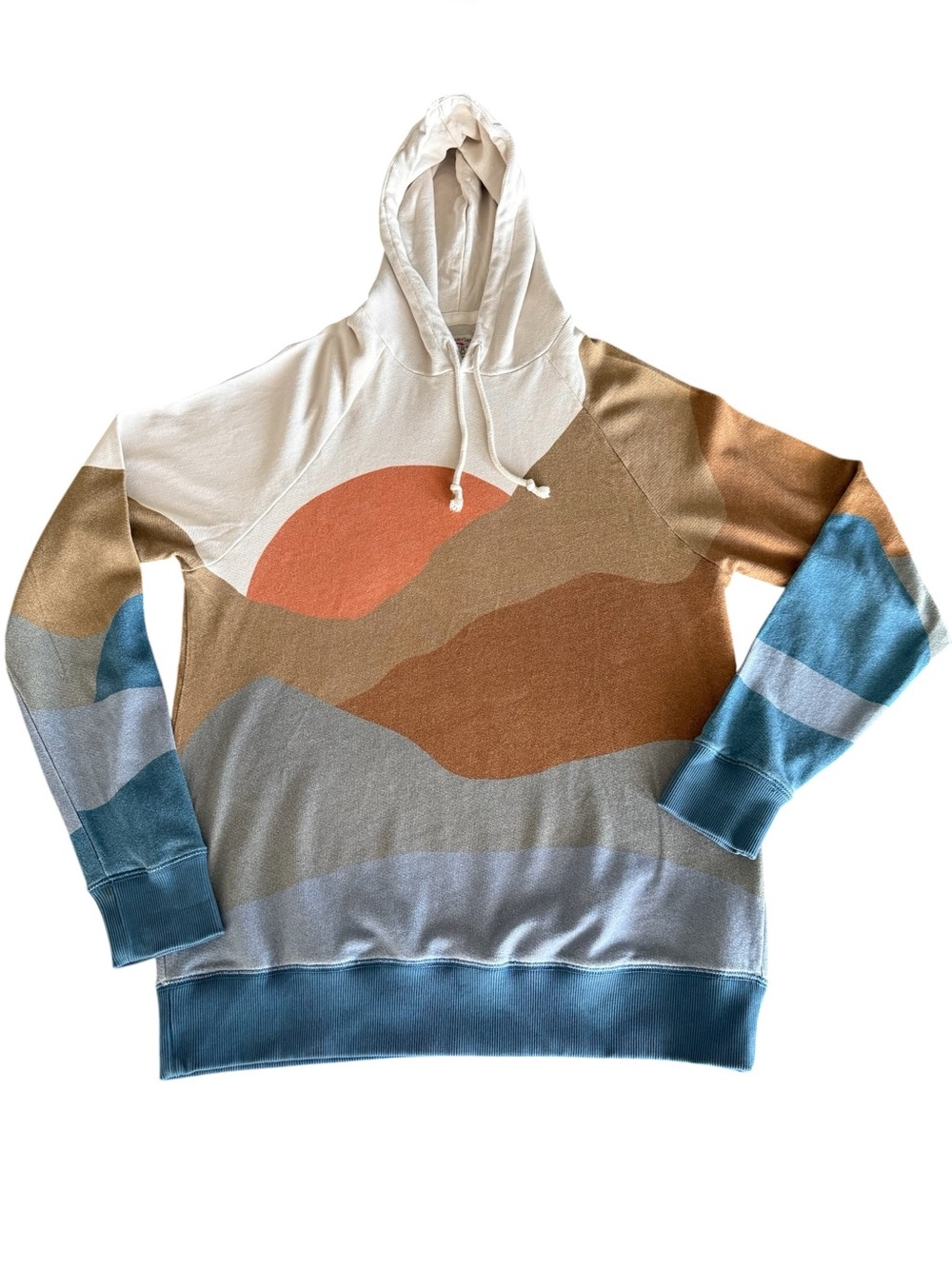 Faherty Seaside Mountain Sunrise Sunwashed Slub Pullover Knit Hoodie Medium